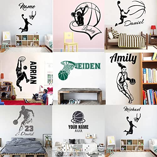 Wandtattoo Namen Basketball Personalisierter Name Wandtattoo Schreiben Sie Ihren Namen Basketballspieler Wandaufkleber Jungen Name Vinyl Kinder Schlafzimmer Dekor Mädchen Junge Mix Grau Personalisiert