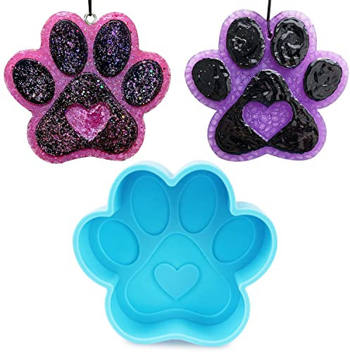 AITRAI Große Pfotenabdruck-Form, Hundepfoten-Form mit Herz, Silikon-Seifenform, Autofrischerei-Form für handgefertigte Seife, Harz, Gießen, Auto, Süßigkeiten, Süßigkeiten, Geschenke