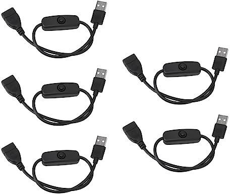 USB-Schalterkabel, PVC, 30 Cm, 2-poliges EIN-/Aus-Schalter-Stecker-auf-Buchse-Kabel für LED-Streifen