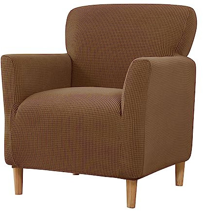 Lukery Jacquard Stretch Sofabezug rutschfest Sofaüberwürfe mit Armlehnen 1 Sitzer, Einfarbig Wohnzimmer All-Inclusive Kleines Sofa/Sesselbezug für Hotel Schlafzimmer Zuhause (Dunkelbraun)