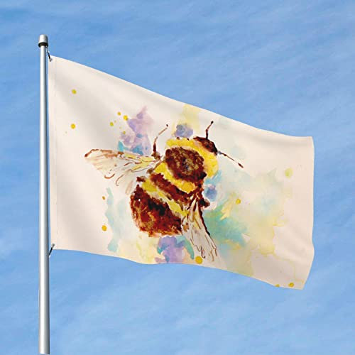 Flagge, 90 x 150 cm, dekoratives Banner, große Gartenflagge, die Bienen, Ölgemälde, lustige Flagge, lebendige Farben, windwärts Flagge, Polyester, Hofflagge, saisonale Festivalflagge für den Innen-