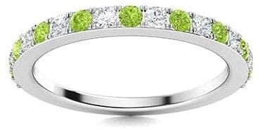 Peridot Round 2.00mm Half Eternity Ring | Sterling Silver 925 With Rhodium Plated | Beautiful Eternity Band Ring For Girls And Woman's (White, 59)