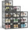 MYHMCT 12 Pack Shoe Storage Box, Clear Plastic Stackable Shoe Boxes with Magnetic Door, Aromatherapy Stick, Shoe Organizer for Closet, Fit up to UK Size 9.5 (33 x 23x 14.5 cm)