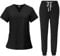 Baoblaze Women Uniform Scrubs Set Top and Pants Durable V Neck Comfortable with Pockets Work Clothing Nurse Workwear for Beauty Center, Black, S
