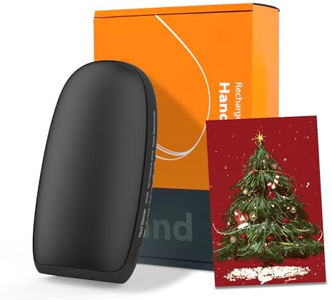 Auskang Scaldamani Ricaricabile, 5000 mAh Scalda Mani Portatile Eelettrico, 3 Livelli di Riscaldamento Fino 131°F, Scaldamani Tascabili, Ottimo per il Campeggio, Miglior Regalo Invernale - Nero
