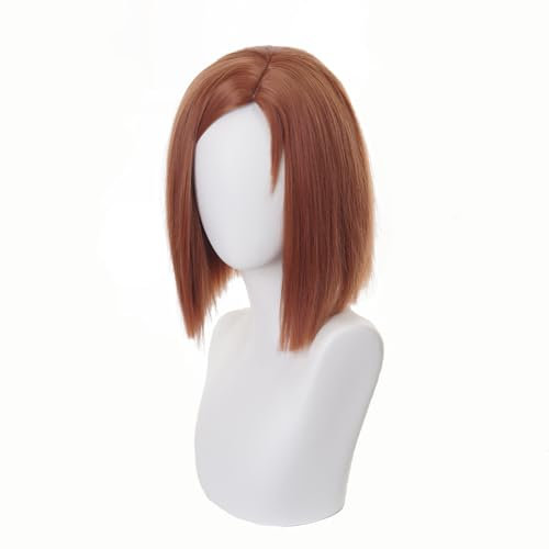 GmfLeX Kugisaki Nobara Cosplay Perücke Braune Perücke für Damen Schulterlange kurze Haare für Lady Girl Kostüm Cosplay Daily Anime Perücke