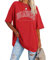 Ebifin Oversize T Shirt Damen Vintage Kurzärmeliges Rundhals Los Angeles Oberteile Tops Casual Lockere Basic Sommer Tee Shirts Bluse.Rot.M