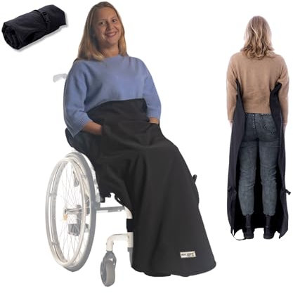 BELIEFF Rollstuhl Decke Erwachsene - Rollstuhldecke Beindecke - Rollstuhlsack - Rollstuhl Schlupfsack - Fußsack - Unten Offen - Schwarz - Medium