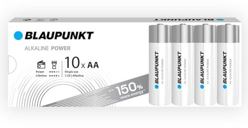BLAUPUNKT AA batterie alcaline, confezione da 10, per gli orologi a parete e telecomandi TV, LR6BPO/10CB