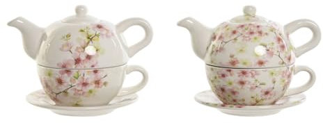 Home ESPRIT Tetera Blanco Rosa Rosa Claro Dolomita 750 ml (2 Unidades)
