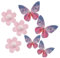 Dekora - Set de Decoraciones Comestibles para Tartas y Cupcakes - Obleas Comestibles Sin Gluten, Azúcar ni Lactosa - 9 Piezas de Oblea - Flores Rosas y Mariposas Lilas de 15x72x170 mm