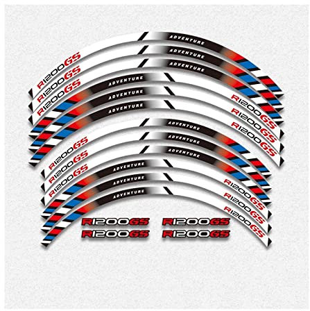 Felgenaufkleber 12 Streifen Reflektierende Motorrad Aufkleber Räder Felgen Aufkleber Dekoration Styling Für B&MW R1200GS R 1200 GS(Weiss)