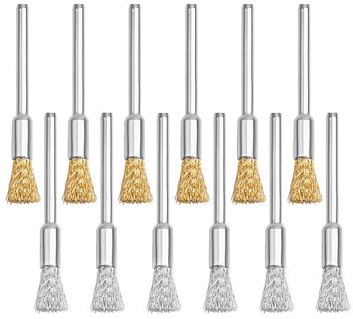 Lot de 20 brosses métalliques en acier inoxydable pour perceuse, petites brosses métalliques, perceuses, fil d'acier en laiton, outil rotatif, pour le nettoyage de la rouille, de la corrosion, de la