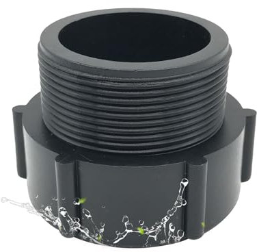 Chengshi Wassertank Zubehör DN50 2 Zoll S60X6 60mm Grobes Gewinde Zu Reduzierung IBC Adapter 2 zoll BSP Außengewinde IBC Verbinder Für Regenwassertank Kunststoff Schwarz, 1000 Liter