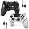 AceGamer Confezione da 2 controller per PS4, controller wireless per PS4/Pro/Slim/PC, con impugnatura antiscivolo su entrambi i lati e 2 cavi USB-C, colore: nero e bianco