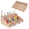 ARFETIGO Organizador de pintura de madera grande de 6 niveles con capacidad para 60 botellas y estante para pinceles para acrílico, aceite, manualidades, mini modelo, organizador de pintura para