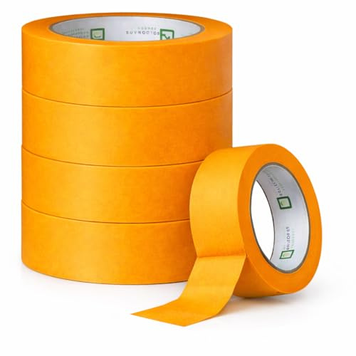 SOLIDGUARD Goldband Malerkrepp – Profi Kreppband & Washi Tape 25 mm x 50 m & 30 mm x 50 m – Selbstklebend, UV-beständig bis 15 Tage – Für Maler, Lackierer & Präzisionslinien 5 rollen 30mm