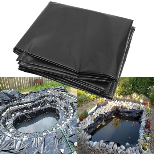 MVXBICIA Black Rubber Pond Liner 5m x 4m Impermeable & Reinforced Raised Pond for Gardens Ponds and Fountains Pond Underlay Liner 3x6m (Black)(8x9m)