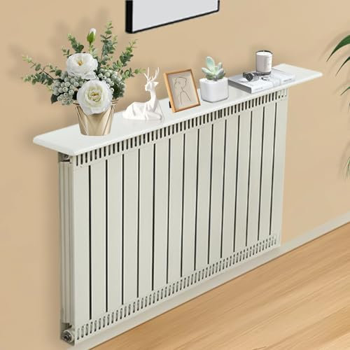 Tablette de Radiateur en Bois, Rectangulaire Cache Radiateur Facile à Installer Tablette Supérieure du Radiateur, pour Maison Salon Cuisine Anti-Fumée Poussière,Blanc,W:16cm；L:100cm