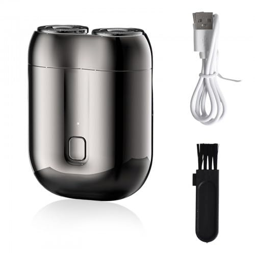 Tragbarer Elektrorasierer, Mini Rasierer Elektrisch, 2025 Neuest IPX7 Wasserdicht Elektrischer Rasierer Herren, Nass und Trockenrasierer, USB-C-Ladekopf, für Zuhause, Auto, Reisen (Grau)