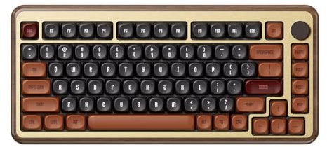 Akko MU02 Mechanische Tastatur mit Walnussholzgehäuse, 75% RGB, 2,4 G, kabellos/Bluetooth/kabelgebunden, Hot-Swap-fähige Gaming-Tastatur mit PBT-Dye-Sub-Tastenkappen für Mac & Win (Rosewood Switch)