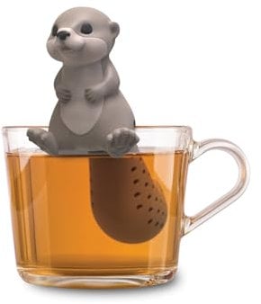 Winkee - Passoire à thé animal mignon I Infuseur à thé pour thé en vrac I Infuseur à thé amusant I Passoire à thé pour tasse I Passoire à épices en silicone I Figurine de boule à thé animal (loutre)