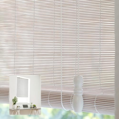 Zhixubah White Bamboo Shades Bamboo Blinds For Windows Natural Bamboo Roller Blinds 60 80 100 120 140 160cm Wide Light Filtering Kitchen Blinds Bamboo Curtain For Home Office Living Room(W45xH100cm)