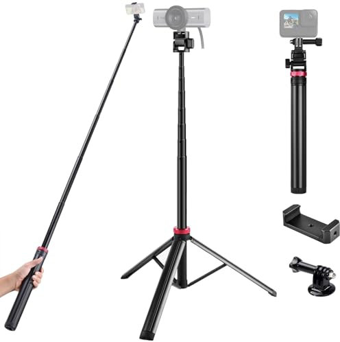 2 Meters Webcam Floor Tripod Stand Holder for Logitech C920/MX Brio 4K/C922/C930/Brio 500/Brio pro 4K/StreamCam Webcams/iPhone 16 15 14 13 and Samsung Smartphone and Action Cameras