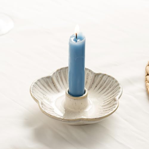 Keramik-Kerzenhalter, Kerzenhalter für Kerzen, Weihrauch, Santo Palo, rustikale Vintage-Heimdekoration für Halloween, Weihnachten, Hochzeiten, Esszimmertisch und Wohnzimmerdisplay (Vintage-Weiß)