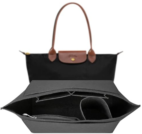 LUOJINYI Organizer für Longchamp Tasche, taschenorganizer für longchamp tasche damen, taschen organizer, longchamp tasche damen organizer, Große Kapazität Handtasche Einsatz(Schwarz, S)