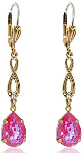 Jugendstil Ohrhänger Gold Kristalle aus Österreich Damen Ohrringe Gold NOBEL SCHMUCK