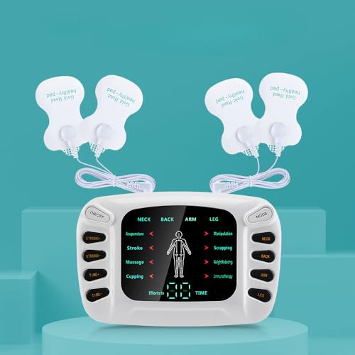 TENS EMS Gerät Muskelstimulator mit 8 Modi & Dual-Ausgang – Reizstromgerät für Schmerztherapie an Rücken, Nacken, Beinen, Armen – Elektrischer Massagegerät mit Timer