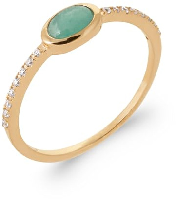 Bijouxenvogue Goldplattierte Amazonit-Ring Größe 60