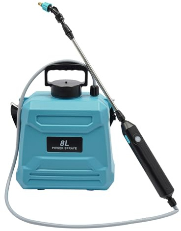 Drucksprüher 8L, Stärkerer Elektrischer Pflanzensprüher mit 3 Verstellbaren Düsen, 60cm Teleskopstab Akku Drucksprüher, Gartenspritze, Unkrautspritze & Wassersprüher, für Gartenspritze, Unkrautspritze
