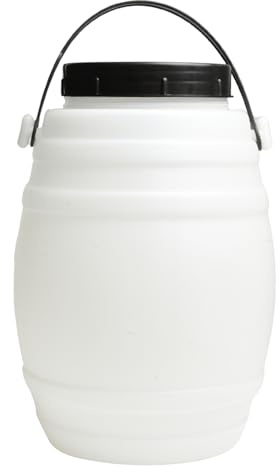 Food-Safe Plastic Barrels with Screw-On Lid – Durable Storage Drum for Fermentation, Water, and Food, Lightweight with Handles (4L Barrel With Handle)