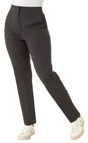 Roman Petite Bengaline Smart Stretch Trouser for Women UK - Ladies Everyday Autumn Winter Comfy Soft Evening Vacation Work Party Night Out - Petite Black - Size 18