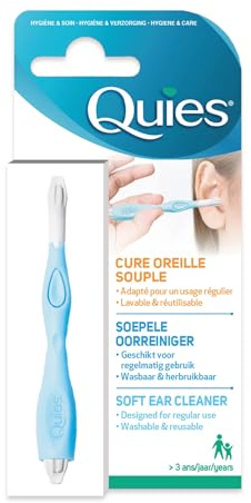 Quies Soft Ear Cure – Gentle and Effective Cleaning of Ears – Unique Shape, 2 Interchangeable Tips – Washable & Reusable – Ecological Alternative to Cotton Buds