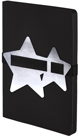 Nuuna Notizbuch A5+ Voyager L Light - Stars, Leder schwarz | Dotted Journal | 3.5 mm Punktraster Grau | 176 nummerierte Seiten | 120 g Premium-Papier | made in Germany