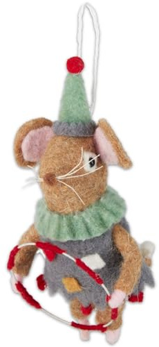 Maus Filz Christbaumschmuck handgemachte Deko-Figur-Anhänger Weihnachten Geschenkidee 16cm, Farbe:Braun