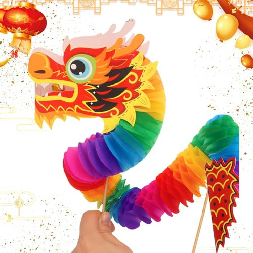 Dragon du Nouvel an Chinois, décorations du Nouvel an Lunaire - Guirlande de Dragon en Papier Fait Main Dragon Nouvel an | Cadeaux de Dragon Nouvel an Lunaire, Kits de marionnettes Multifonction