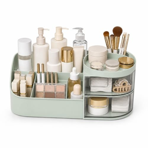 Porta Trucchi Organizer, per Organizzare Tavolini da Toeletta e Scrivanie | Organizer Trucchi a Cassetto, Portatrucchi Organizzatore Bagno, Adatto per Cosmetici e Prodotti per Cura Della Pelle
