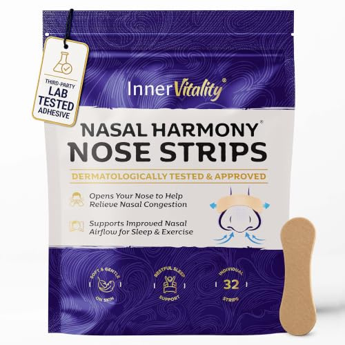 Nasal Strips for Snoring, Congestion & Sport - 32 Nose Strips | Clinically Tested Hypoallergenic Soft Comfortable Secure Hold, Anti-Snoring Sleep Breathing Aid for Men & Women