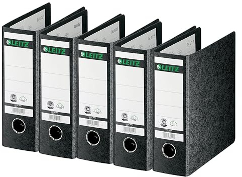 Leitz 1075 A5 Board Lever Arch Files - Black , Pack of 5