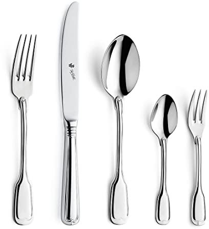 Paul Wirths AUGSBURGER FADEN 9800 Besteck Set 12 Personen, Edelstahl rostfrei, poliert & spülmaschinenfest, Essbesteck mit Besteckkasten, Tafelbesteck 68-teilig