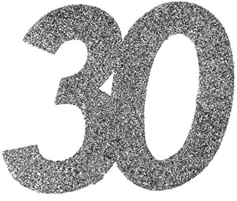 cama24com XXL Konfetti Tischdeko Zahl 30 Geburtstag Silber Glitzer 6 Stück Party-Deko Palandi®