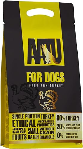 AATU 80/20 Complete Dry Dog Food, Turkey 1.5kg - Dry Food Alternative to Raw Feeding, High Protein. No Nasties, No Fillers. (Packaging may vary).