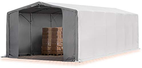 TOOLPORT Zelthalle 8x12m / 4m Seitenhöhe - Robuste PVC Plane 2300 N wasserdicht - Grau - Ideal für temporären Schutz bei Veranstaltungen, Picknicks oder als Lagerzelt