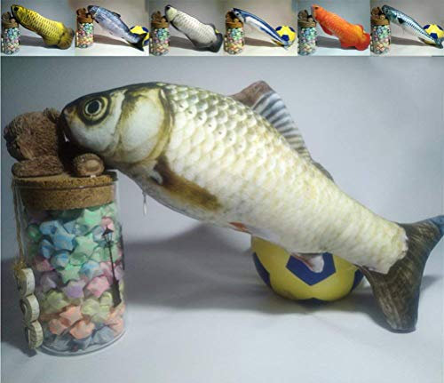 Maibar Catnip Fish Toy Kicker for Indoor Cats - Plush Kicking Fish With Zipper, Crazy Mint Toys (30cm, Carassius Auratus)