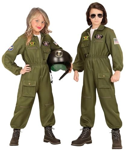W WIDMANN MILANO Party Fashion - Costume enfant pilote d'avion de combat, combinaison, pilote, uniforme, déguisements de carnaval