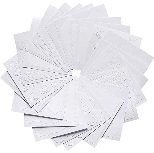 1544 Pieces French Manicure Nail Stickers, Self-adhesive Nail Sticker Tips for Manicure Decoration DIY Tools (34 Design, 1544 Pieces)